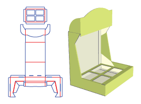 Four-pane display box